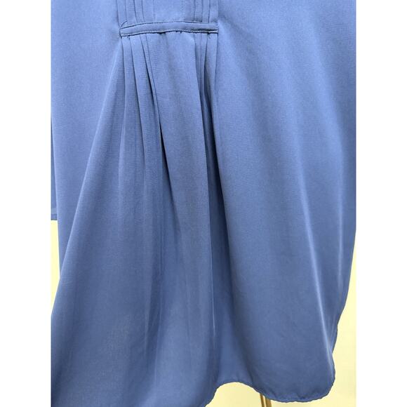 Susan Graver Navy Blue Women's Top Blouse Tunic Button Up Pinch Pleated SZ XL - Picture 9 of 16